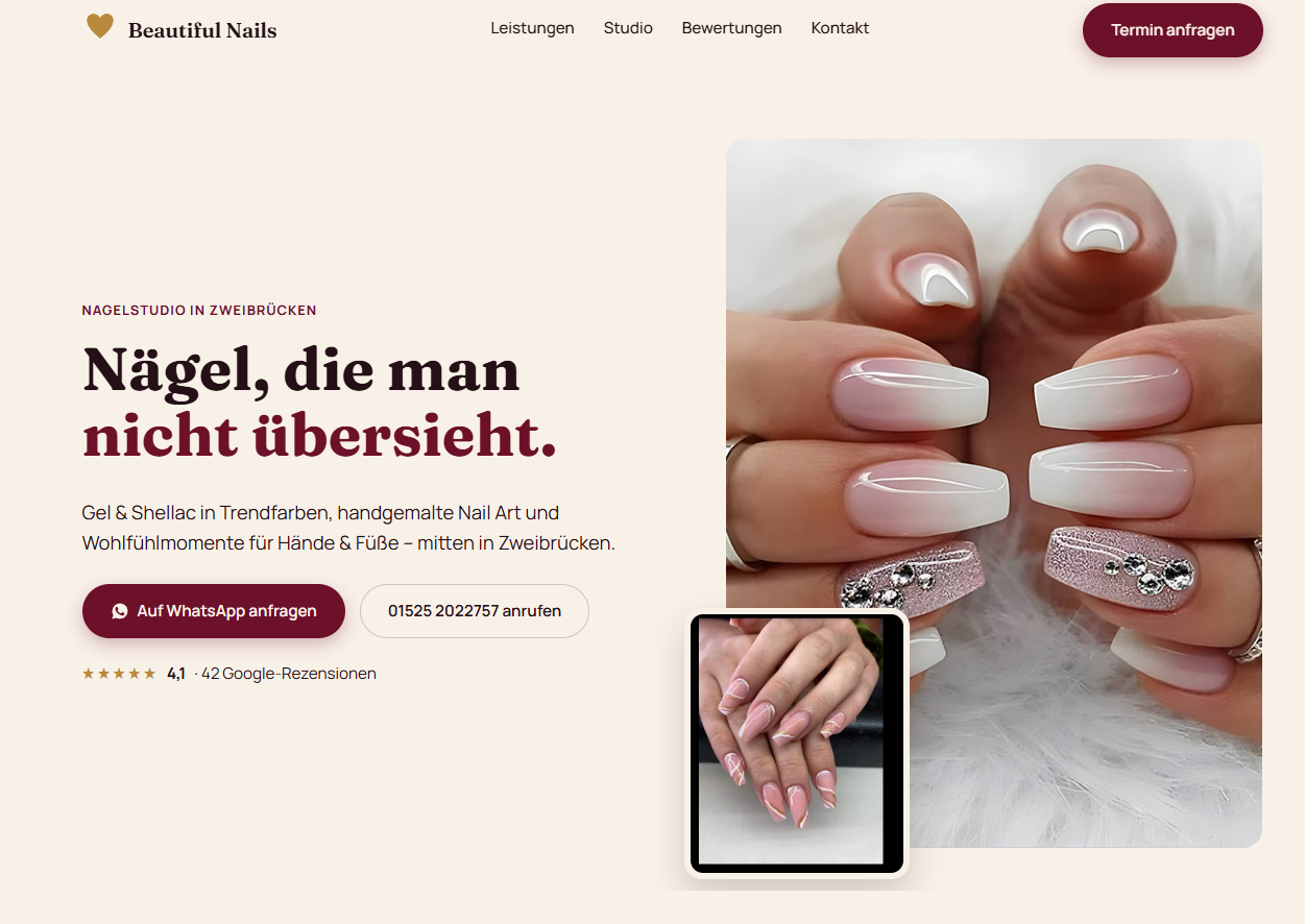 Beispiel einer modernen Website für lokale Unternehmen